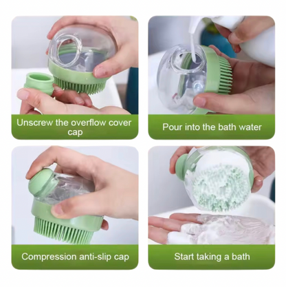 Steps to use Silicone Pet Bath Scrubber Brush